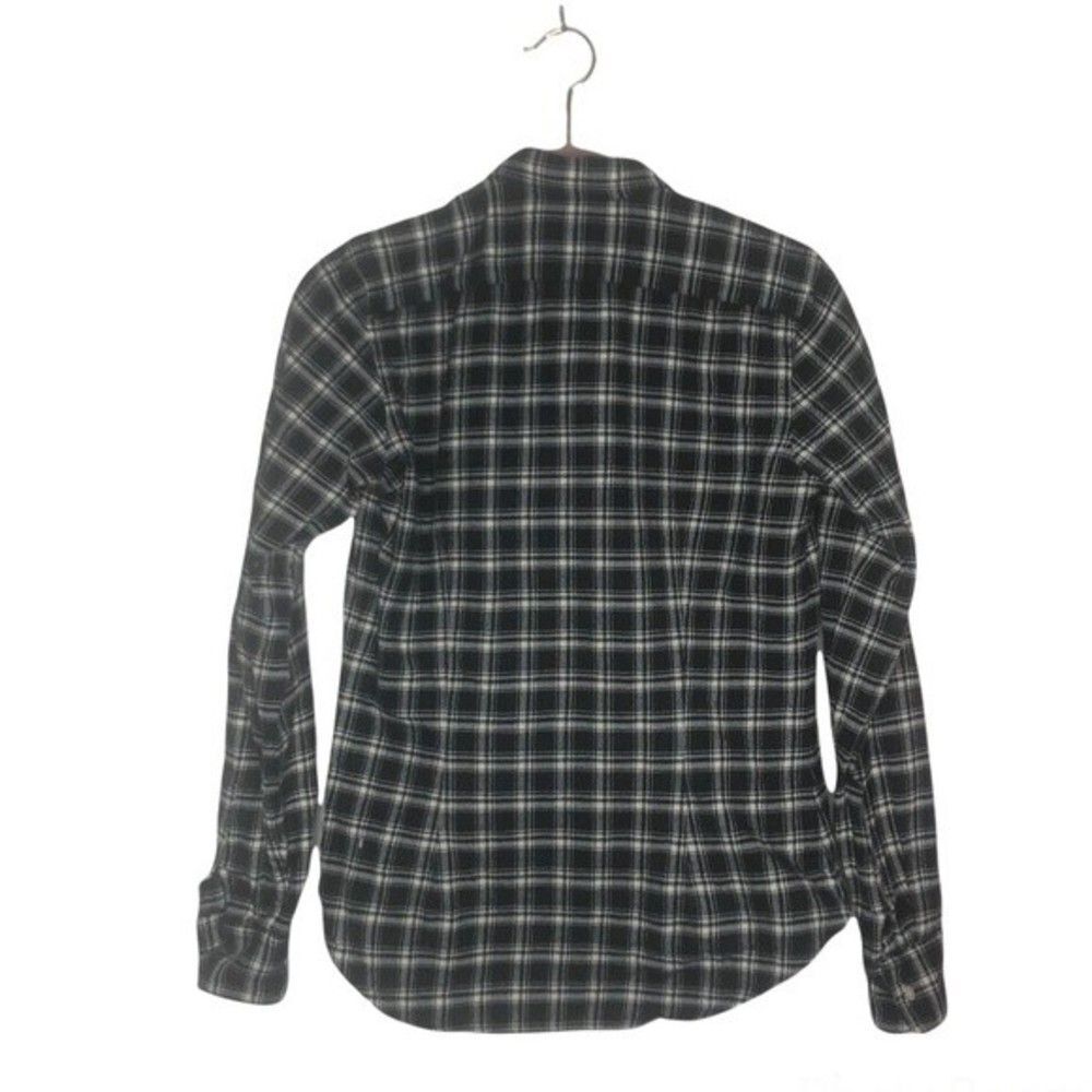 RALPH LAUREN SPORT Black White Flannel Plaid Ruffle Button Shirt Top Size 6 - Picture 7 of 9